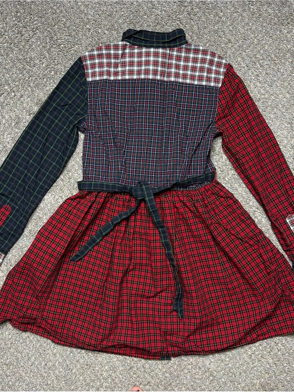 Polo Ralph Lauren girls mixed patchwork button down shirt dress plaid retro size